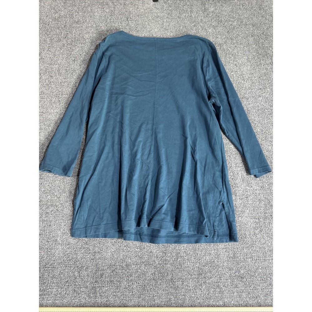 Duluth Trading Co Men's Shirt Teal XL 3/4 Sleeve Crew Neck - Picture 5 of 6